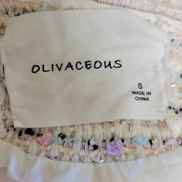 Olivaceous Bumpy Textured Colorful Silver Glittery Frayed Edge Cropped Jacket - Picture 8 of 10